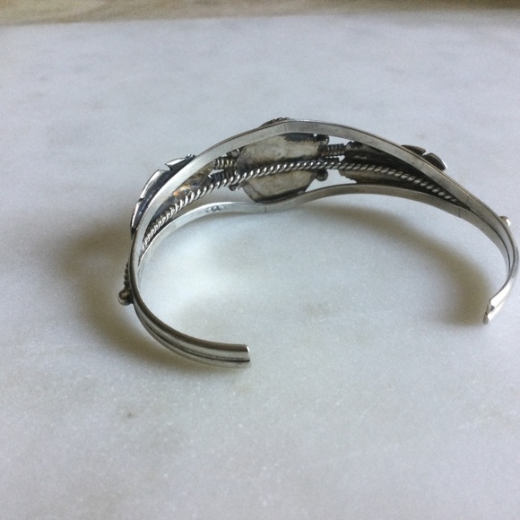 Native American Silver And Black Onyx Cuff Bracelet - Picture 3 of 7